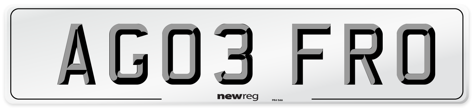 AG03 FRO Number Plate from New Reg